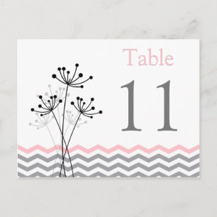 Two-Sided Pink Gray White Chevron Table Number