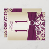 Two-sided Plum and Champagne Damask Table Number (Front/Back)