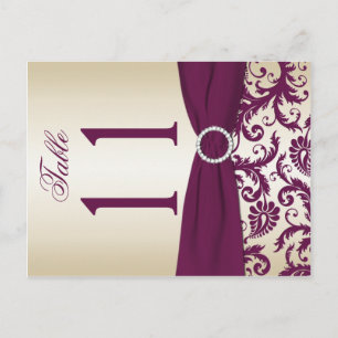 Two-sided Plum and Champagne Damask Table Number