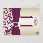 Two-sided Plum and Champagne Damask Table Number