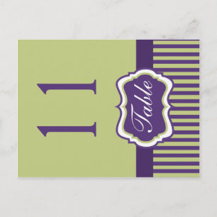 Two Sided Purple and Green Damask Table Number