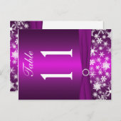 Two-sided Purple White Snowflakes Table Number (Front/Back)