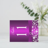 Two-sided Purple White Snowflakes Table Number (Standing Front)
