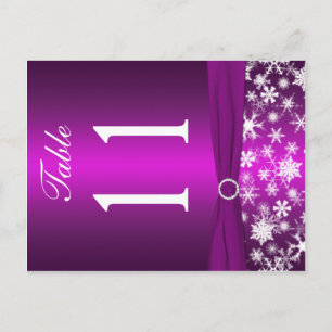Two-sided Purple White Snowflakes Table Number
