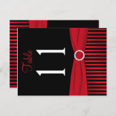 Two Sided Red and Black Striped Table Number (Front/Back)