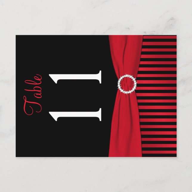 Two Sided Red and Black Striped Table Number (Front)