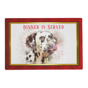 Two Sided Red & Gold Framed Abstract Dog Print Placemat