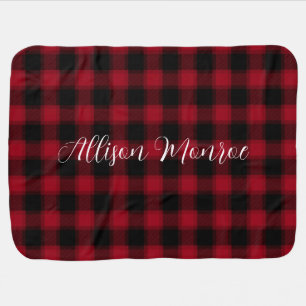 Two-Sided Red & Green Checkered Plaid Pattern Baby Blanket