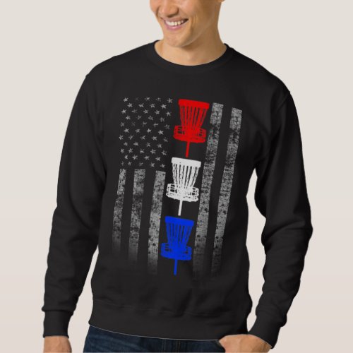 Two Sided Red White and Blue Disc Golf Flag Sweatshirt