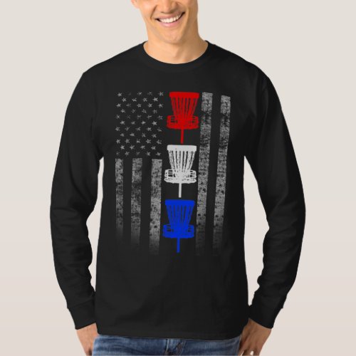 Two Sided Red White and Blue Disc Golf Flag T_Shirt