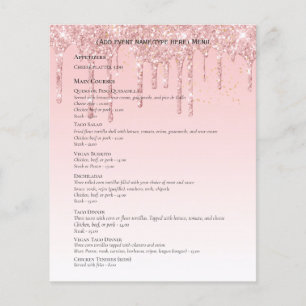 Two sided Rose Gold Dripping Glitter MENU Template Flyer