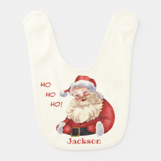 Two Sided Santa Claus and Trucks With Xmas Tree Baby Bib