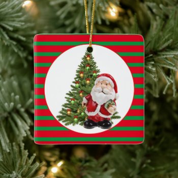 Two-sided Santas / Square Ceramic Ornament by Susang6 at Zazzle