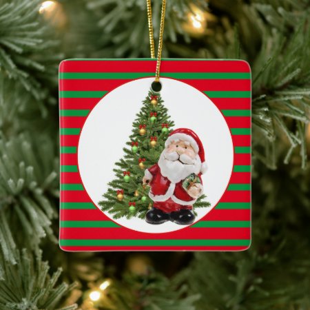 Two-sided Santas / Square Ceramic Ornament