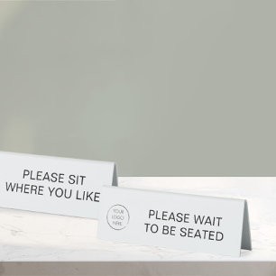Two Sided Seat Yourself and Please Wait Restaurant Table Tent