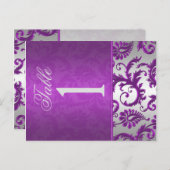 Two Sided Silver and Purple Damask II Table Number (Front/Back)
