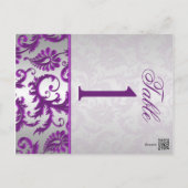 Two Sided Silver and Purple Damask II Table Number (Back)