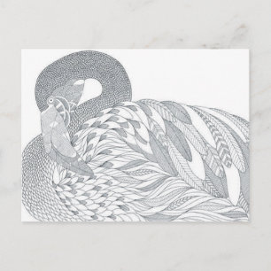 two sided swan adult coloring postcard gift