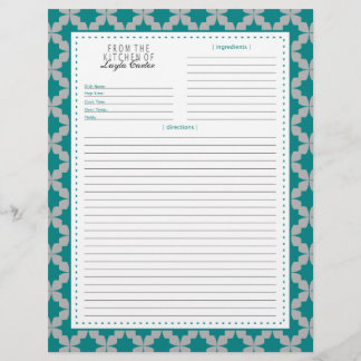 Two-Sided Teal Retro Star Recipe Page