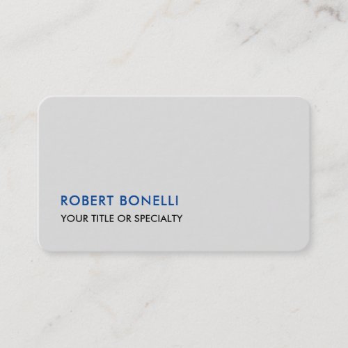 Two Sided Unique Modern Platinum Grey Minimalist Business Card