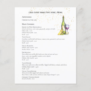 Two sided Wine Cheese Menu Template Budget Flyer