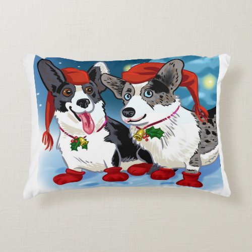 Two sides Christmas Corgi Accent Pillow