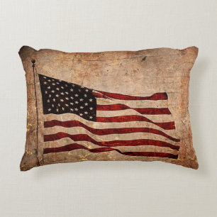 Two sides Designs with Patriotic American flag Accent Pillow