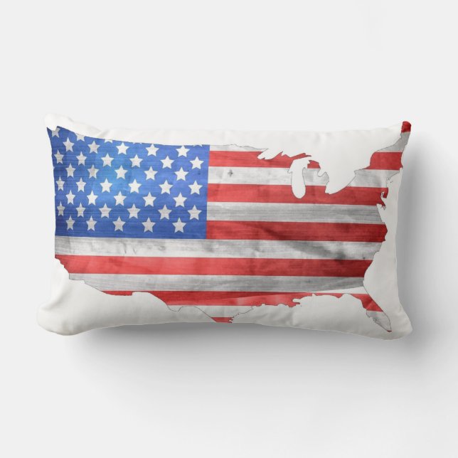 Two sides Designs with Patriotic American flag  Lumbar Pillow (Front)