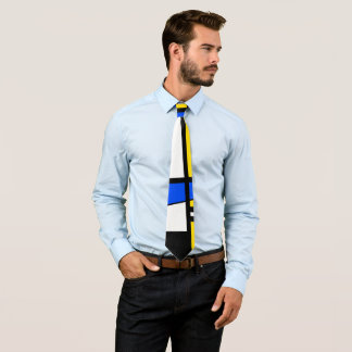 Two Sides Of Ethnicity Yellow Blue Black White Neck Tie
