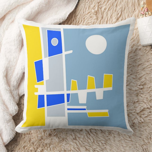 Two Sides Of Ethnicity Yellow Blue Seaspray  Throw Pillow (Blanket)