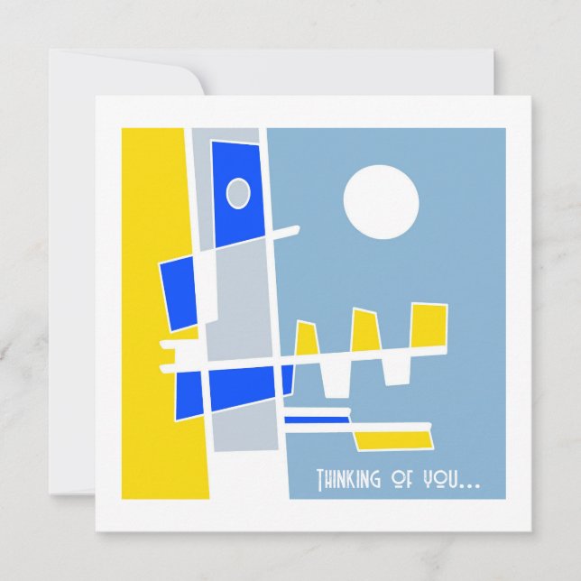 Two Sides Of Ethnicity Yellow Blue Thinking Of You Card (Front)