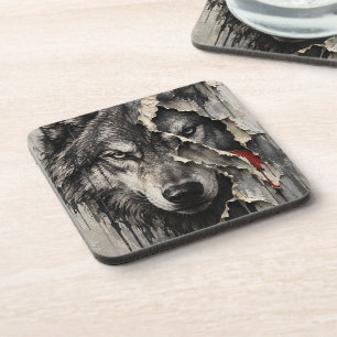 Two Sides of the Same Wolf Beverage Coaster