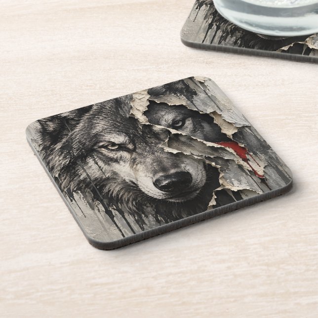 Two Sides of the Same Wolf Beverage Coaster (Left Side)