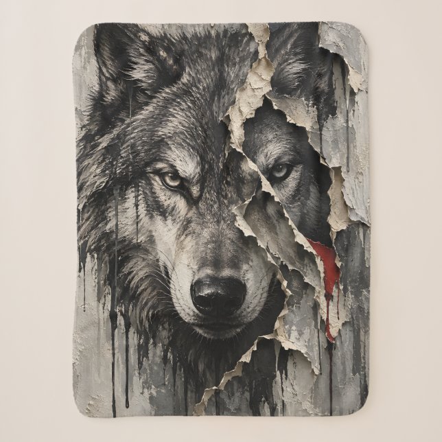 Two Sides of the Same Wolf Sherpa Blanket (Front)
