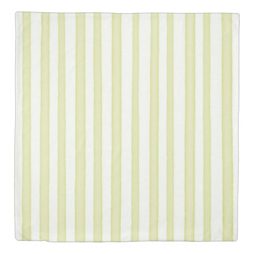 Two sides pastel green watercolor stripes duvet cover