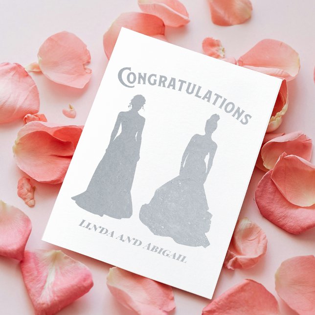 Two Silhouetted Women Engagement Congratulations Foil Card (Creator Uploaded)