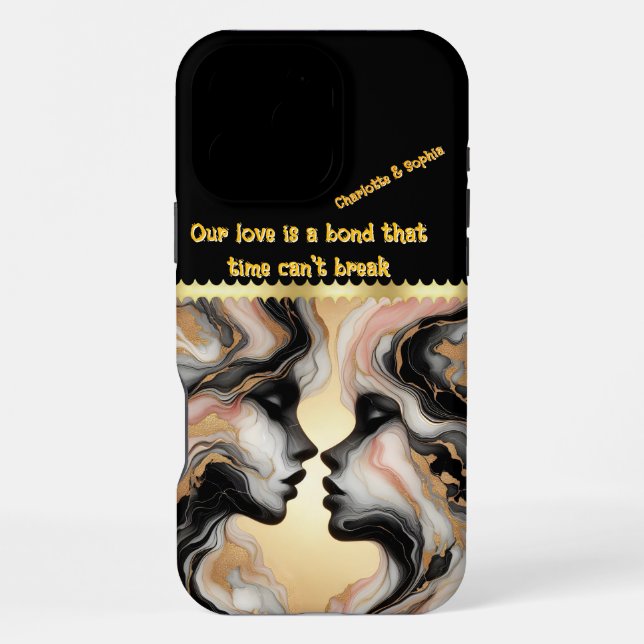 Two silhouettes merging in harmony. iphone case (Back)
