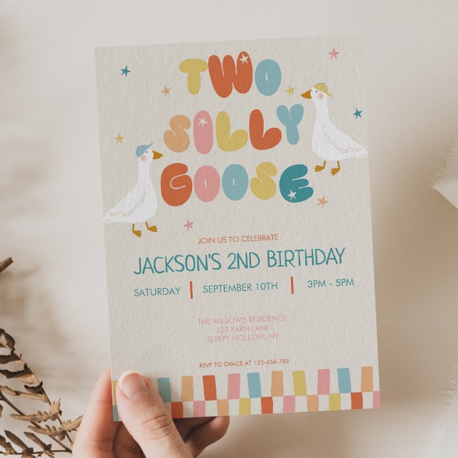 Two Silly Goose 2nd Birthday Kids Party Invitation (Creator Uploaded)