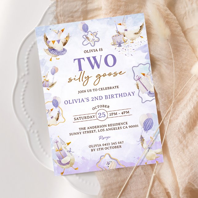 Two Silly Goose 2nd Birthday Party Invitation (Creator Uploaded)