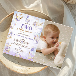 Two Silly Goose 2nd Birthday Party Photo  Invitation