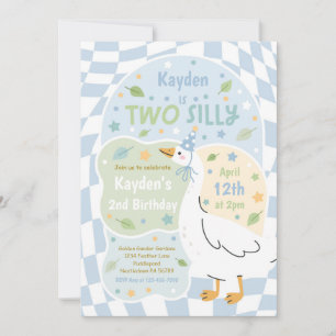 Two Silly Goose 2nd Birthday Party Spring Birthday Invitation