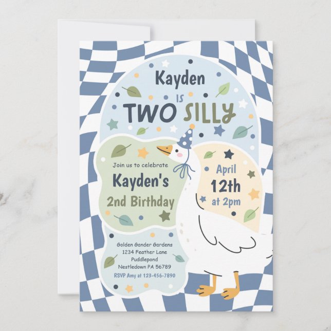 Two Silly Goose 2nd Birthday Party Spring Birthday Invitation (Front)