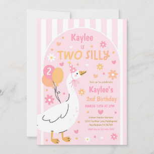 Two Silly Goose 2nd Birthday Party Spring Birthday Invitation