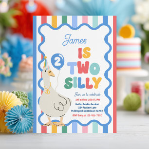 Two Silly Goose 2nd Birthday Party Spring Birthday Invitation
