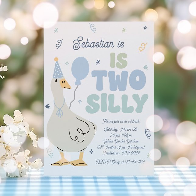 Two Silly Goose 2nd Birthday Party Spring Birthday Invitation (Creator Uploaded)