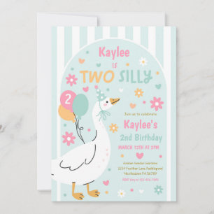 Two Silly Goose 2nd Birthday Party Spring Birthday Invitation