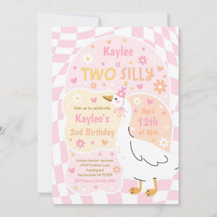 Two Silly Goose 2nd Birthday Party Spring Birthday Invitation
