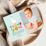 Two Silly Goose 2nd Birthday Photo Thank You Card<br><div class="desc">This cute and fun kids 2nd birthday thank you card features a two silly goose with a party hat,  and can be personalized with your own message and photo. The perfect farm design for your little one's colorful first or second birthday!</div>