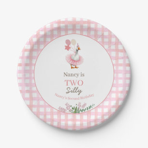 Two Silly Goose 2nd Birthday Pink  Paper Plates