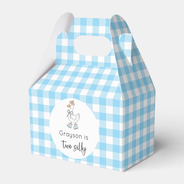 Two Silly Goose Blue 2nd Birthday Favor Boxes (Front Side)